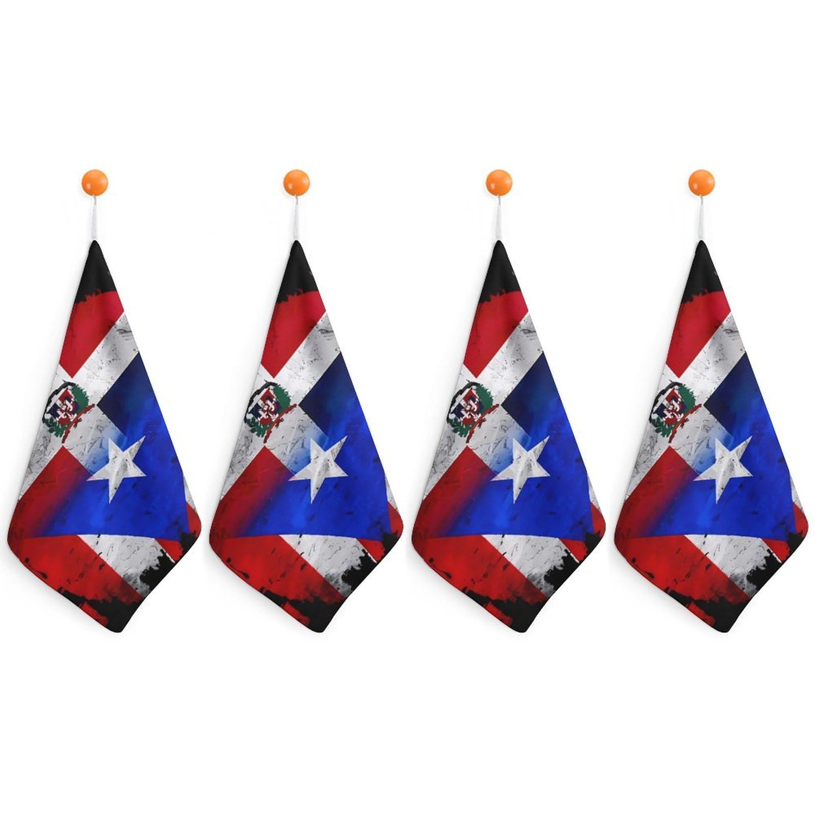 TXFBTRFSA Puerto Flag Dominican Flag Hand Towels with Hanging Loop Kitchen Towel Handkerchiefs Cleaning Cloths