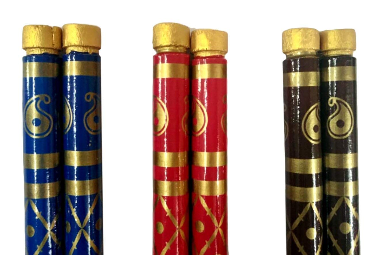 DMS RETAIL Multicolor Heavy Wooden Sankheda Dandiya Garba Sticks 14 Inches Big Size Pack of 3 Pair - Image 2 thumbnail