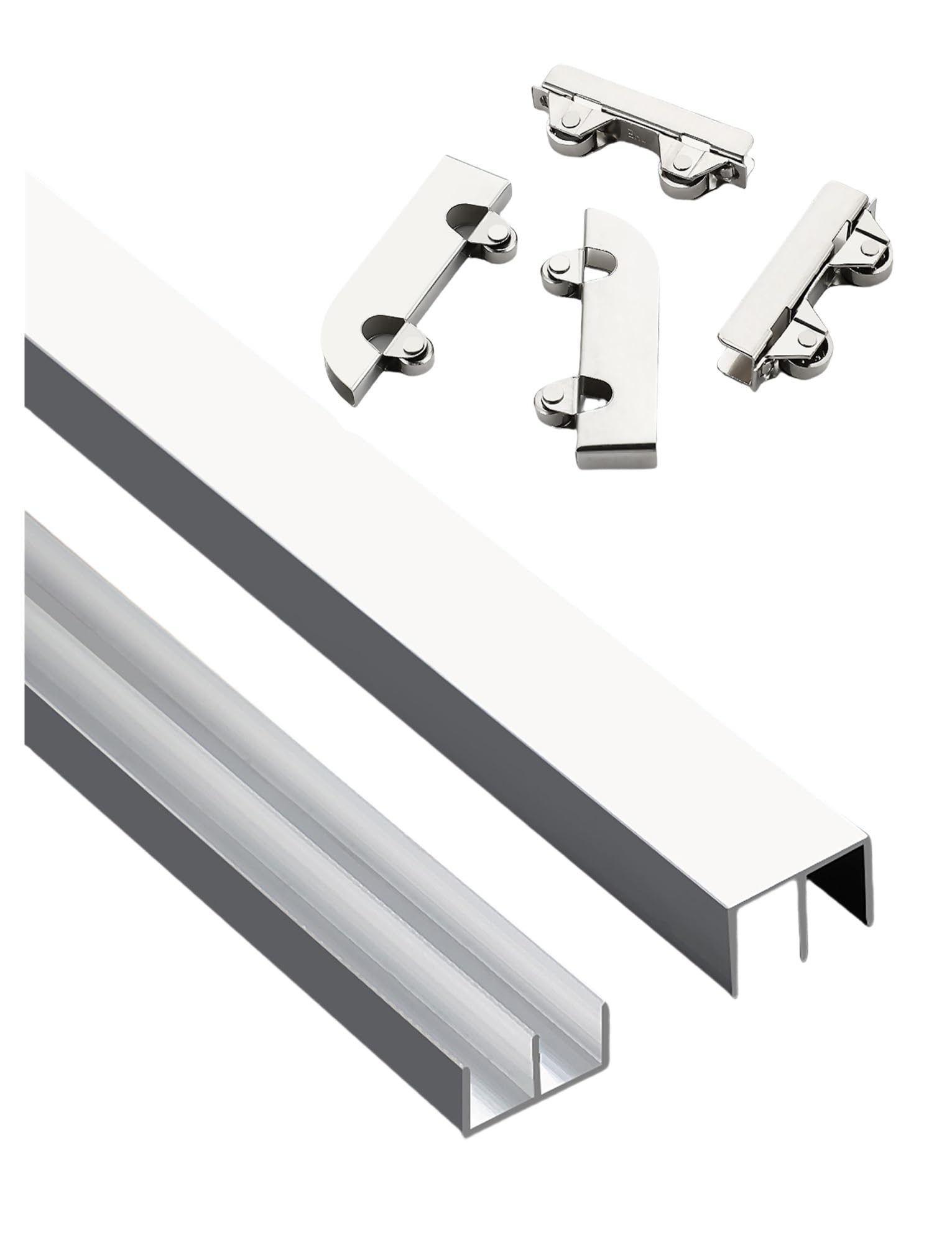 Generisch Szyna do drzwi przesuwnych ze stopu aluminium, podwójna szyna prowadząca rolkę do drzwi przesuwnych, do szyn ze szkła akrylowego, szaf, drzwi witryn, zestaw ścianek działowych (100 cm)