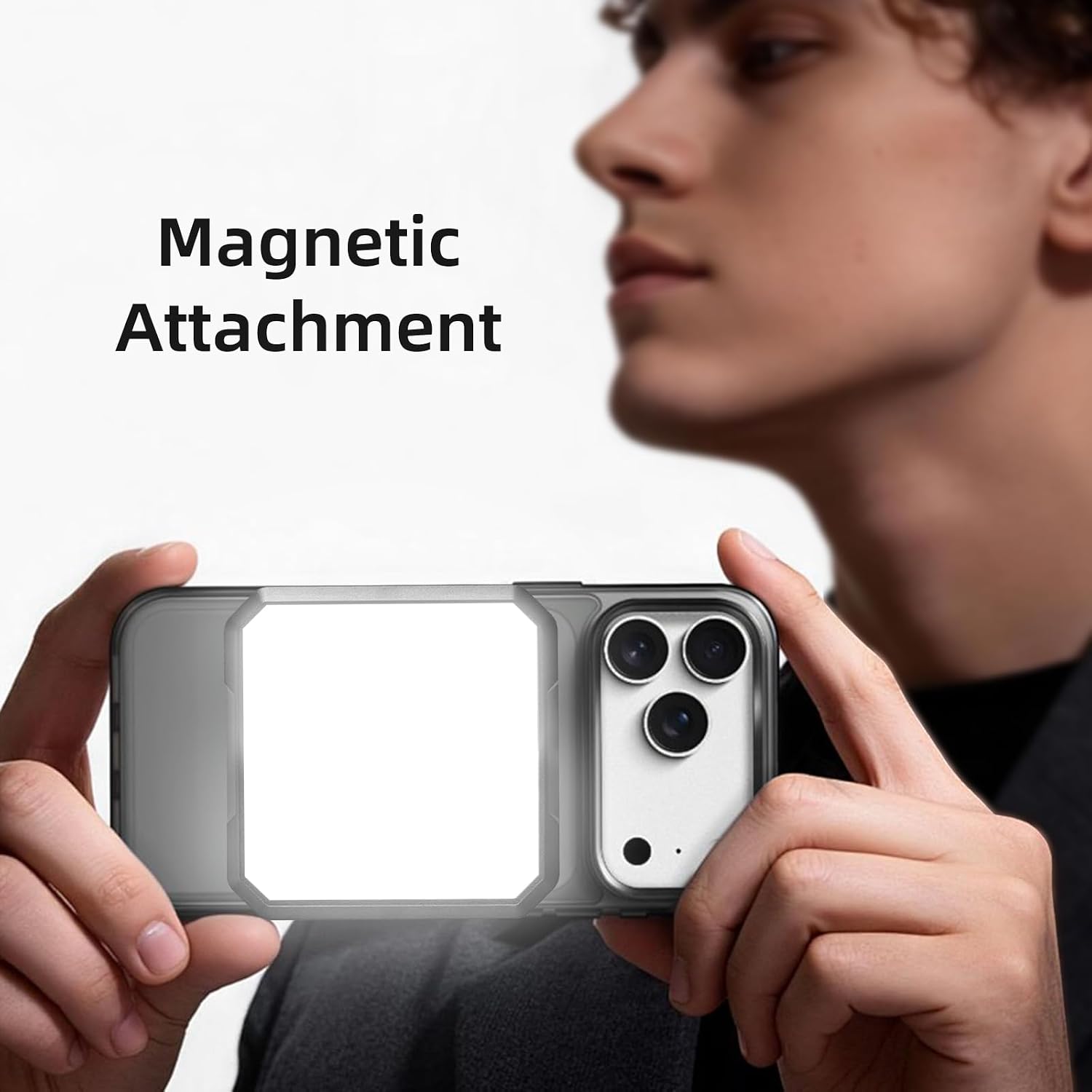 Ailight Magnetic Selfie Light for Phone, 2000mAh Portable Video Conference Lighting with Clip, CRI 98+ 2500K-9000K Rechargeable LED Video Light with Flip-Up Gimbal for Makeup, Photography & Recording