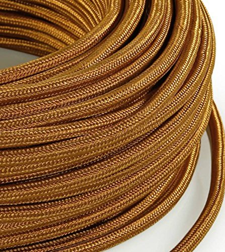 Elektrische Kabel in farbigem Stoff beschichtet. Made in Italy! 5 Meter 3x0, 75 Farbe: Bronze Whiskey Cover