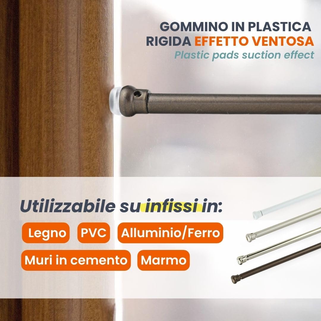 Bacchette Per Tende A Vetro senza forare Bronzo Spessore 7 mm Estensibile 40-60 cm