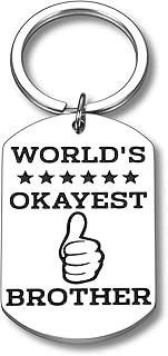 Funny Brother Christmas Keychain Gif World's Okayest Brother Key Chain Family Gif Brother Best Friend Gif from Sister for Little Big Brother Men Wedding Graduation Birthday Gif Stocking Stuffer