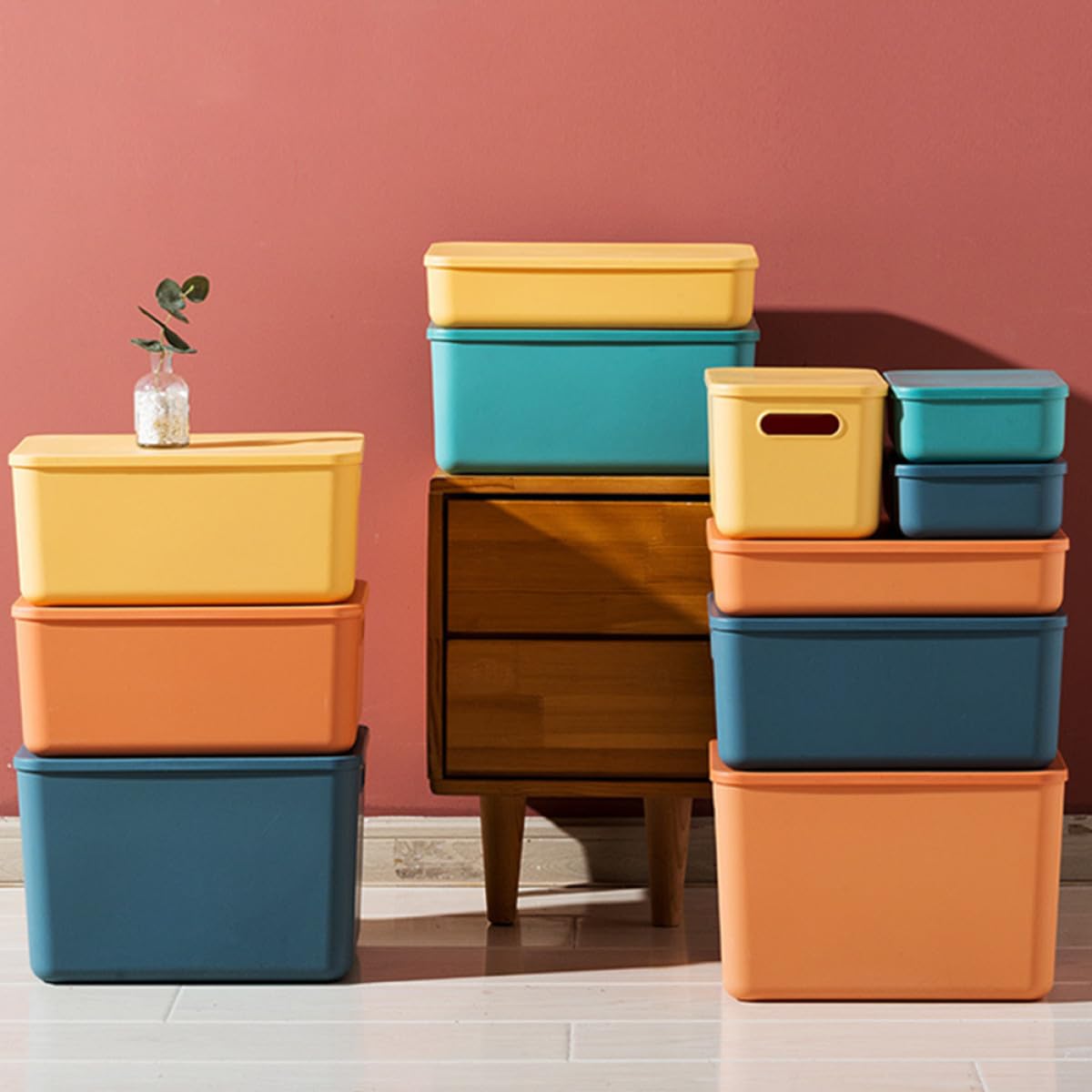 Scatola Organizer per Cosmetici Grande in Pp Blu con Manico Robusto | Contenitore Capiente, Coperchio Incluso, per Bagno e Cucina, Utile per Riporre Vestiti e Calze
