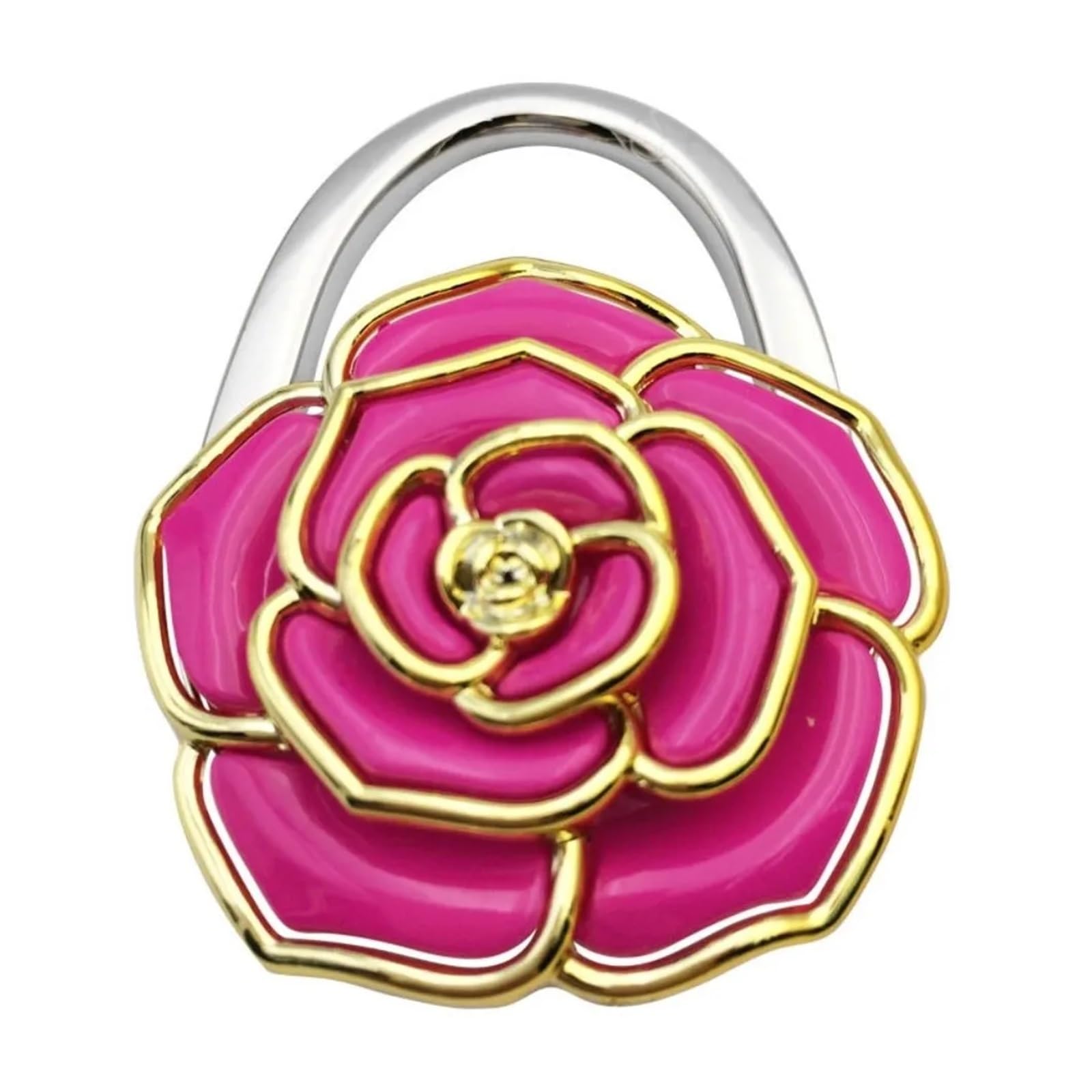 WWYYZAYC Rose Handbag Hook Golden-Edged Creative Purse for Women Portable Briefcase Hanger(Rose Red)