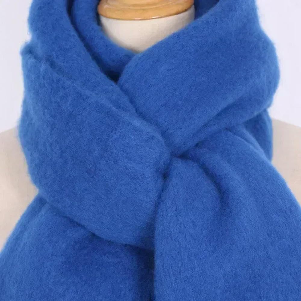 Sciarpa Tinta Unita per Donna Super Spessa Calda in Inverno Grande Scialle Sciarpa da Neve in Peluche Design di Marca di Lusso Unisex, White