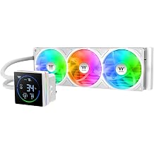 Thermaltake TH360-S V3 ARGB CPU Liquid Cooler; Intel/AMD; 1x360mm 5002500rpm Single Frame ARGB Fan; 3.95" Segment Code LCD; Rotatable Pump Head; TT Segment LCD Software; Snow; CL-W472-PL12SW-A