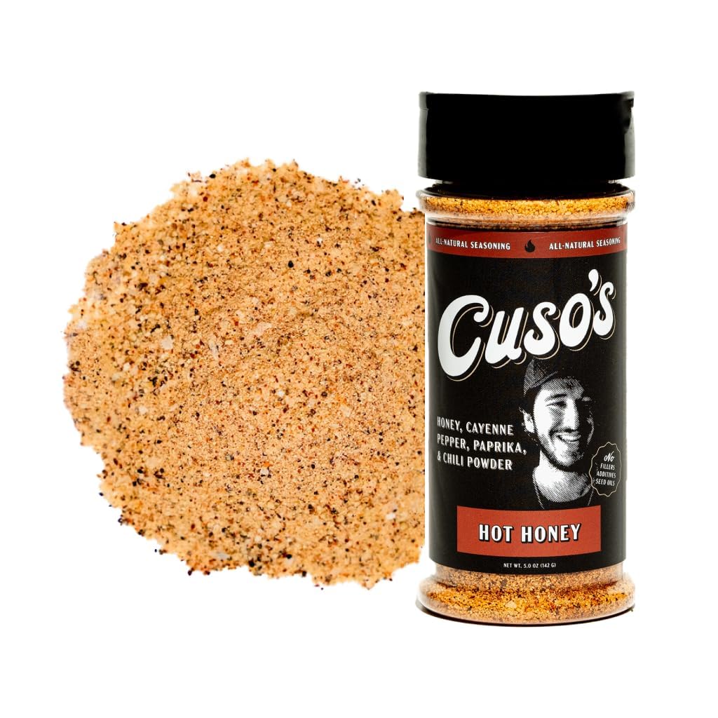 Cuso Cuts Hot Honey BBQ Seasoning Rub - All-Purpose Spice Blend for Meat, Chicken, Pork - Hot Rub for Grilling, Smoking & Cooking - 5 oz Bottle, 1 Count BBQ Spice + Recipe eBook Bundle