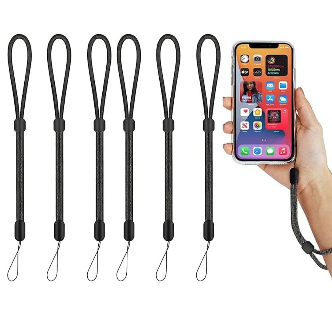 6 Pieces Multipurpose Black colour, Phone Lanyard for mobile hanging chain, Phone Cases, Keys, Cameras, USB Flash Drives Mobile Accessories phone charms Phone Wrist Strap Lanyard Adjustable Length-image-42