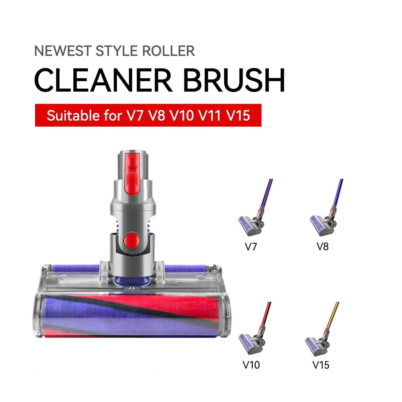 Cabezal Motorizado para Suelo Compatible con Dyson V7 V8 V10 V11 V15 V6 | V12silm; Morado; verificar la familia del aparato y la opción seleccionada