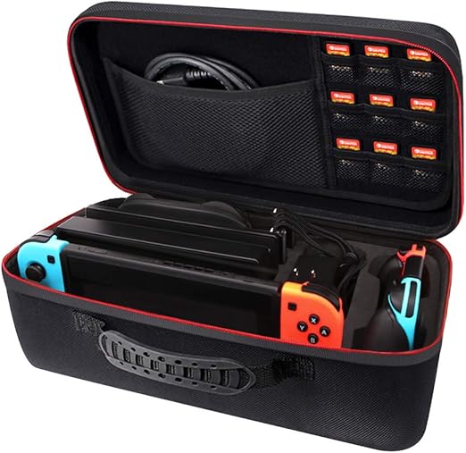 Nintendo Switch 収納バッグ ハンドバッグ 改良型 耐衝撃 消臭処理 防汚 大容量 ゲームカード収納可能 一年間保障付き 黒い 大 Nintendo Switch