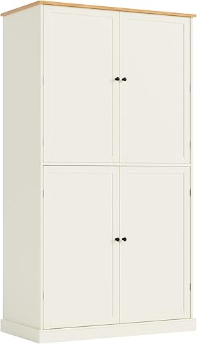 Miniatura 24 de LUMISOL Armario de despensa de cocina de granja de 67 pulgadas de alto, armario de bar de cocina con 4 puertas, 1 cajón y estantes de almacenamiento