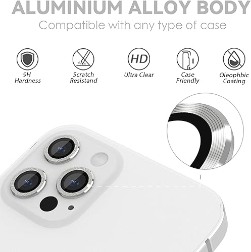 Miniatura 3 de CloudValley Protector de lente de cámara para iPhone 13 Pro - iPhone 13 Pro Max, película de vidrio templado 9H, cubierta protectora de lente de