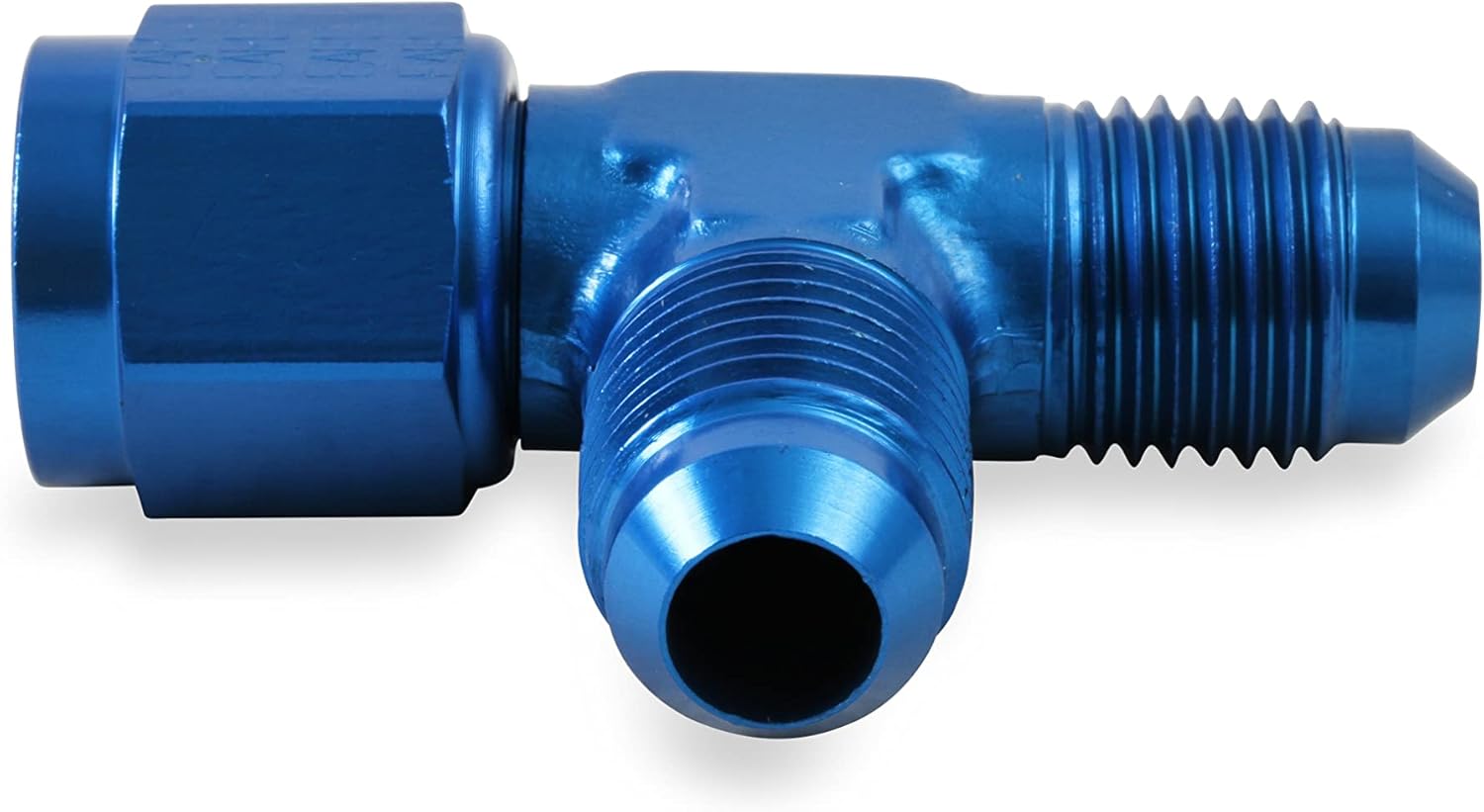 Earl's 926106 Blue Anodized Aluminum -6AN Tee - Female Swivel On Run Adapter