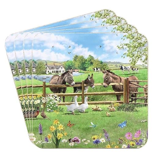 Esel-Untersetzer, 4 Stück, Bauernfeld