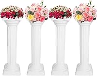 Vista 1 de Elegante juego de 4 columnas romanas – Estatuas de columna griega de plástico de 34 pulgadas con pedestal de maceta para decoración de bodas