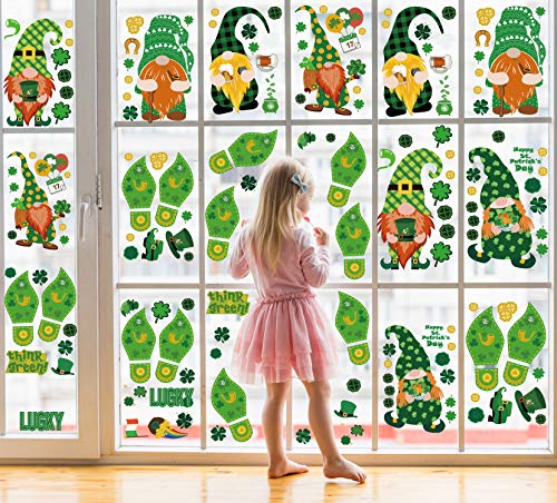 Sayala 9Ballt St. Patrick's Day Raamstickers, St. Patrick's Day geschenken sticker Irish Shamrock Clover zelfklevende muursticker home slaapkamer decoratie St. Patrick's Day accessoires