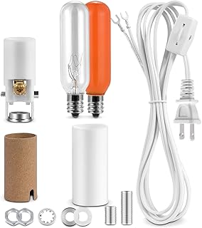 E12 Candelabra Lamp Socket Wiring Kit, Craft Project Light Making, Ceramic Christmas Tree Rewire, Ideal for Lighting Objects with 10mm Hole (Candelabra Socket Wiring Kit with T20 Bulbs)