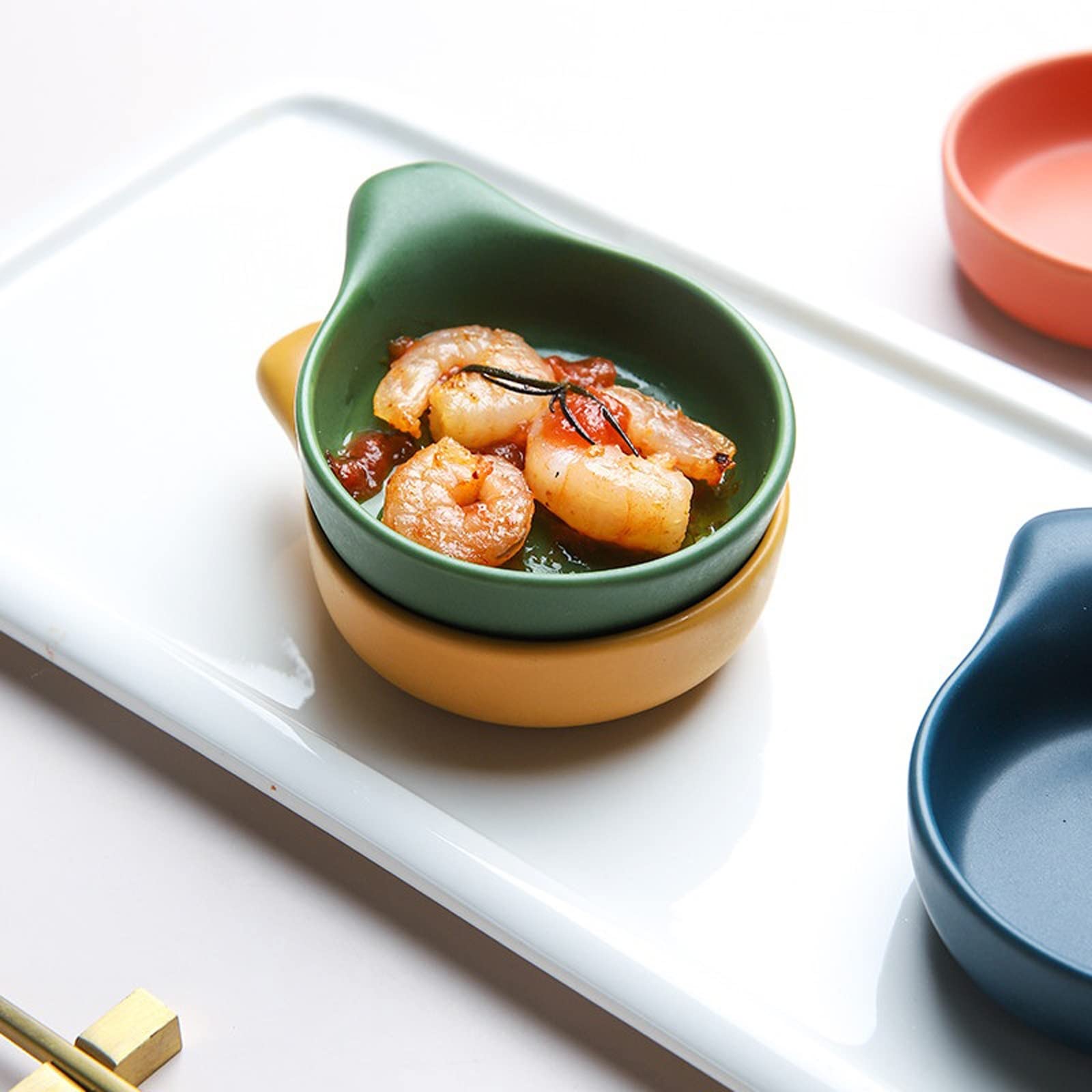 danie z przekąskami Proste danie przyprawowe Dip/Zanurzenie miseczki odporne na ciepło Mini sos Dish Porcelain Spice Container (Color : E)