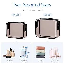 PACKISM Clear Makeup Bags - Well-made Clear Toiletry Bags for Traveling, Water-resistant Tsa Approved Toiletry Bag with Zipper Holds Small Items for Organization Fit Travel Essentials, Black Brown