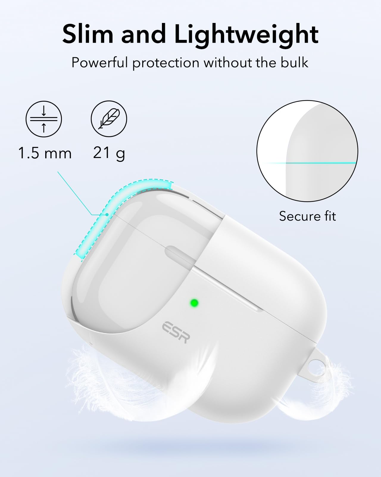 ESR Etui do AirPods Pro (2023/2022/2019, 2. generacji), kompatybilne z AirPods Pro 2. generacji (kabel USB-C/Lightning), magnetyczna pokrywa blokująca, pełna ochrona przed upadkiem, smukłe i lekkie,