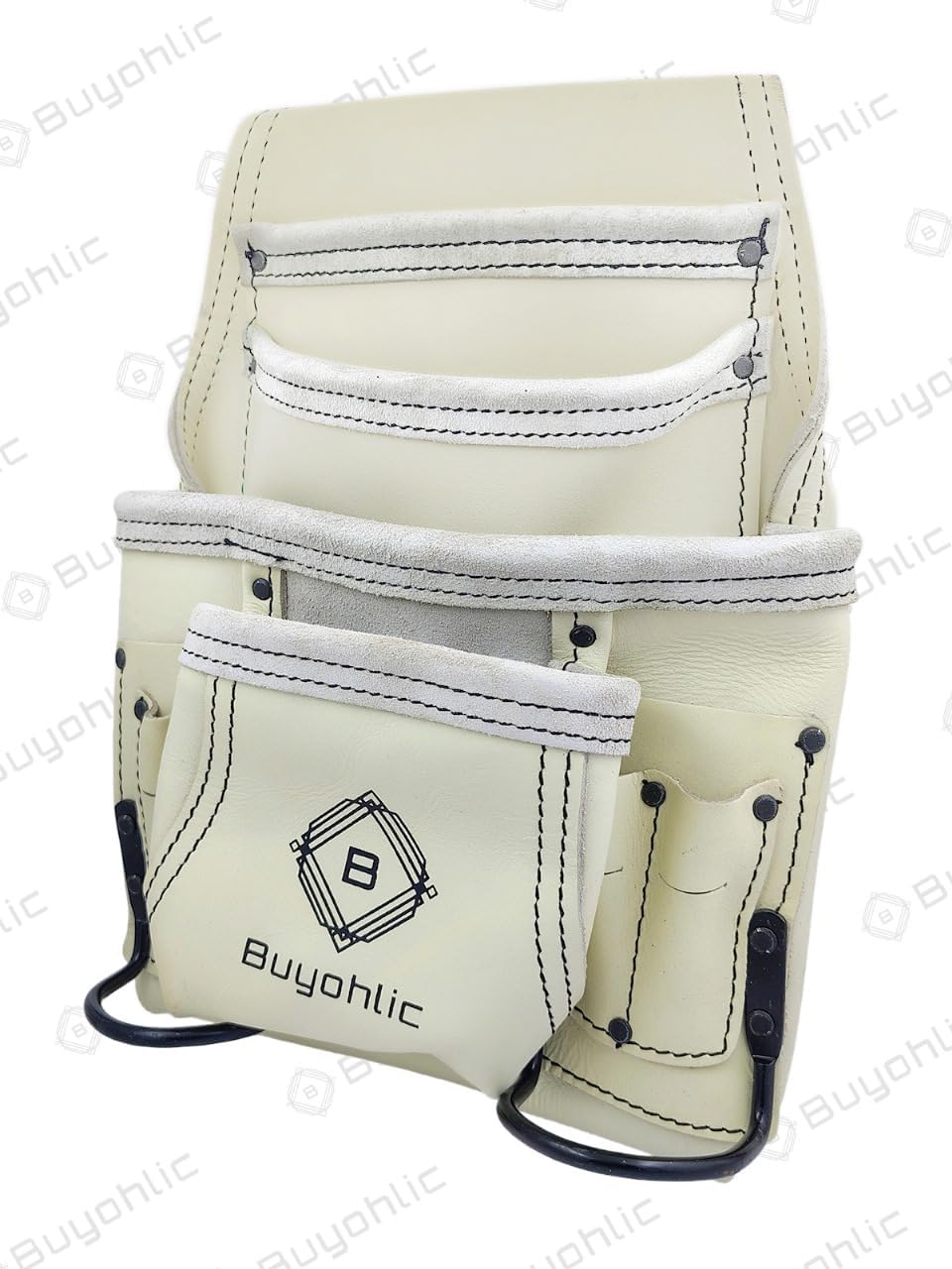 Buyohlic Heavy-Duty Leather Tool Bag 10 Pocket Top Grain Construction Pouch