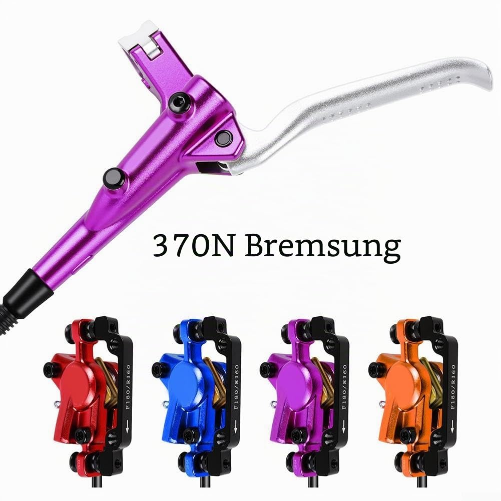 Mountainbike Hydraulisches Scheibenbremsset mit Doppelkolben-Bremssattel vorne 800mm hinten 1400mm Bremsleitung und 160mm Bremsrotoren für MTB (Orange)