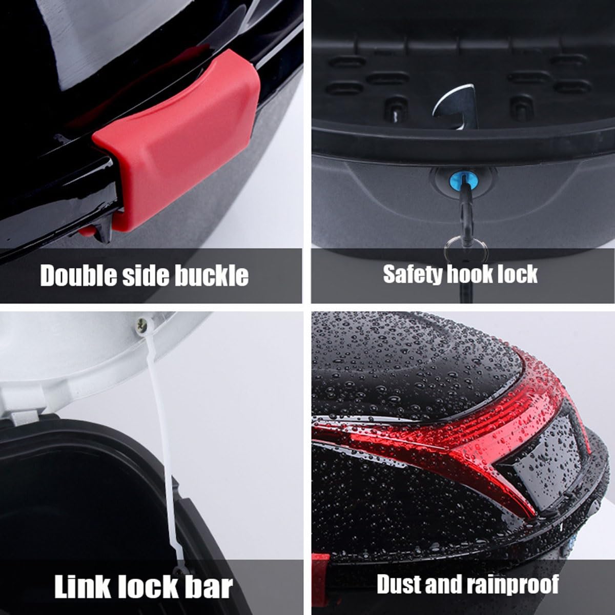 JEDAL Baúl para Motocicleta Caja para Equipaje de Casco Maleta Moto con Respaldo y Montaje Accesorios Baúl de Moto Impermeable 35L (Color : White)