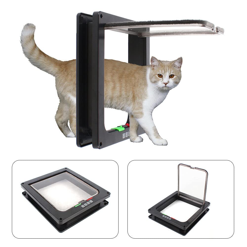 Porta in plastica per cani e gatti, piccola o grande, con serratura per cani e gatti, facile da installare, con telaio telescopico, 22 x 20 x 5,5 cm