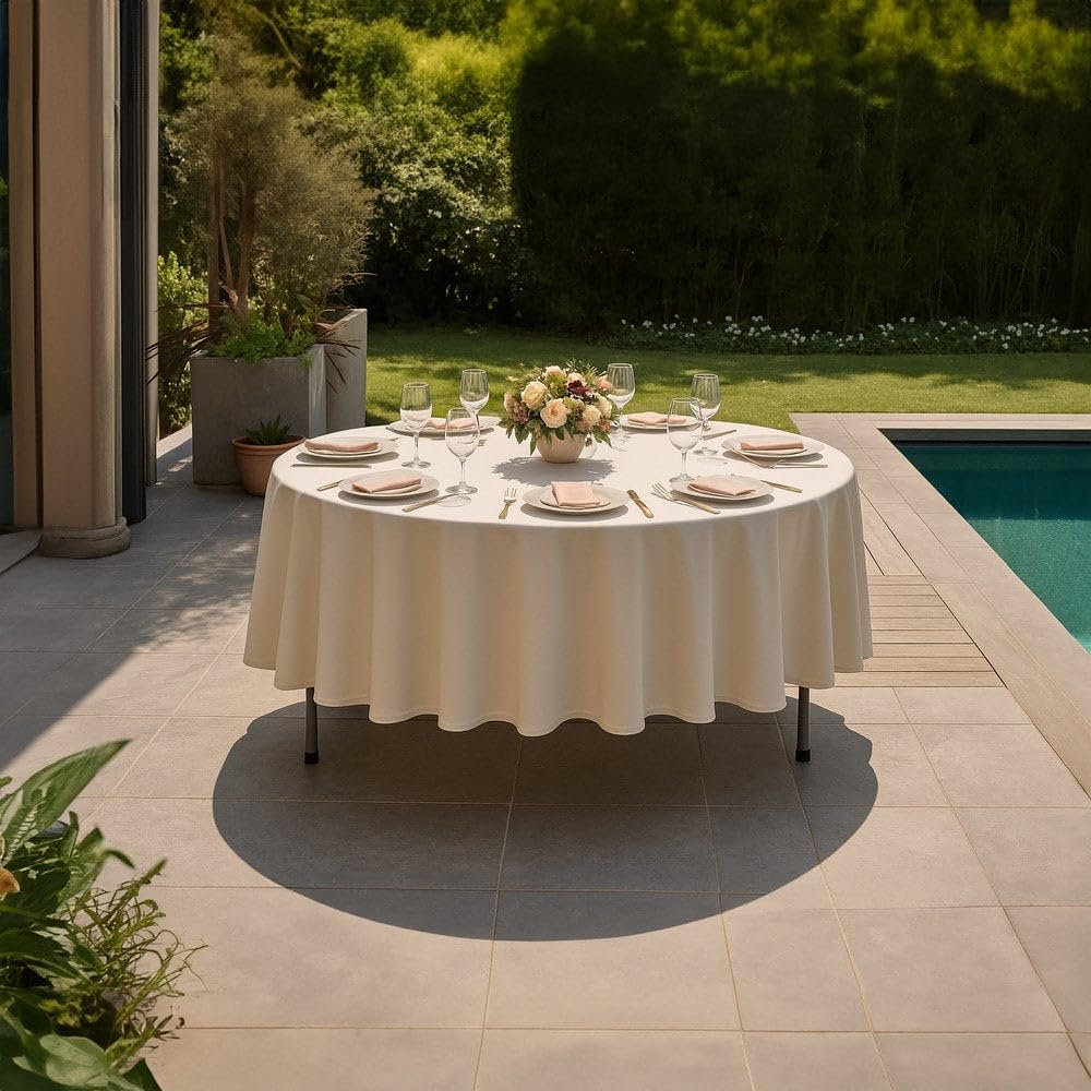 Decor Space Table ronde avec pieds pliants pour camping et restauration (180 cm)