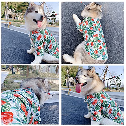 Image of HDKUW Large Dog Hawaiian Costume, Dog's Cool T-Shirts Summer Clothes, Hawaiian Shirt for Dogs, Design for Summer Luau Style Beach Camp Vacation 4XL