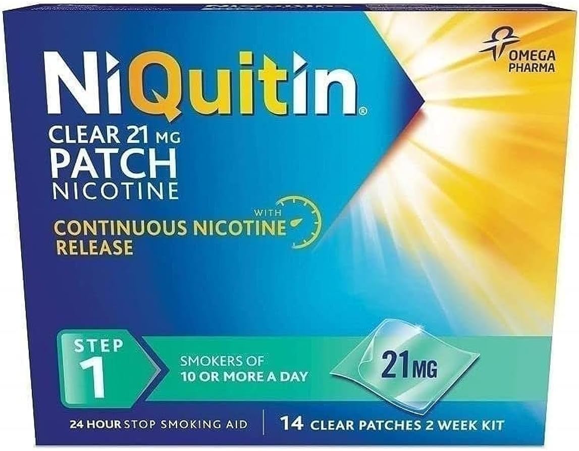 NiQuitin 21 mg Nicotine Patch Step 1 Stop Smoking Aid Therapy 14 Clear Patches for 2 Weeks