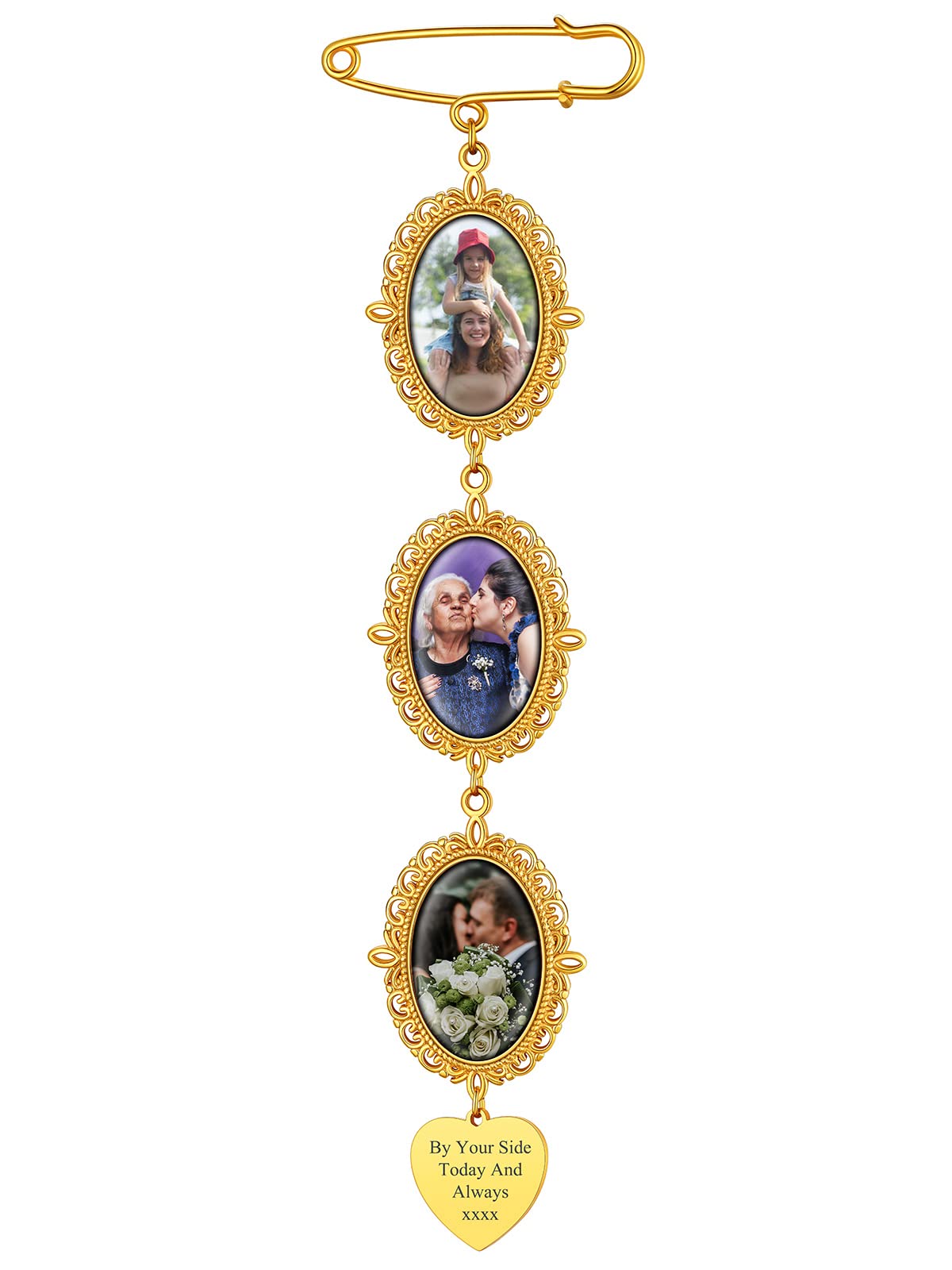 Supcare Damen Herren Brosche mit Foto Gravur Text Memorial Herz/Oval Anhänger Bilder Anstecker Vintage Charme Personalisierte Pin Clips Photo DIY Broschennadeln für Geburtstag Valentinstag