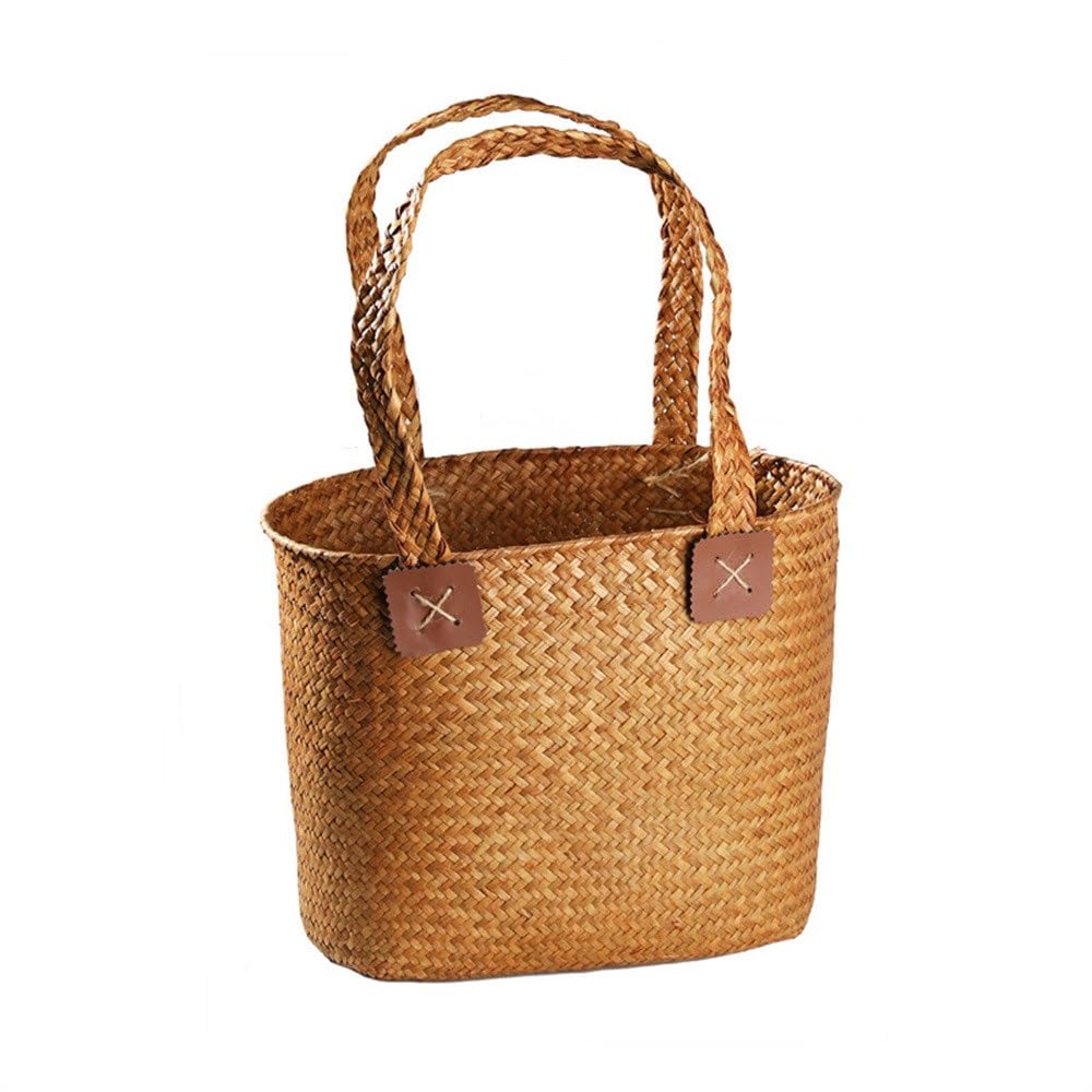 Picnic Basket Carrying Picnic Basket Straw Fruit for Picnic Camping Outdoor(29cm)