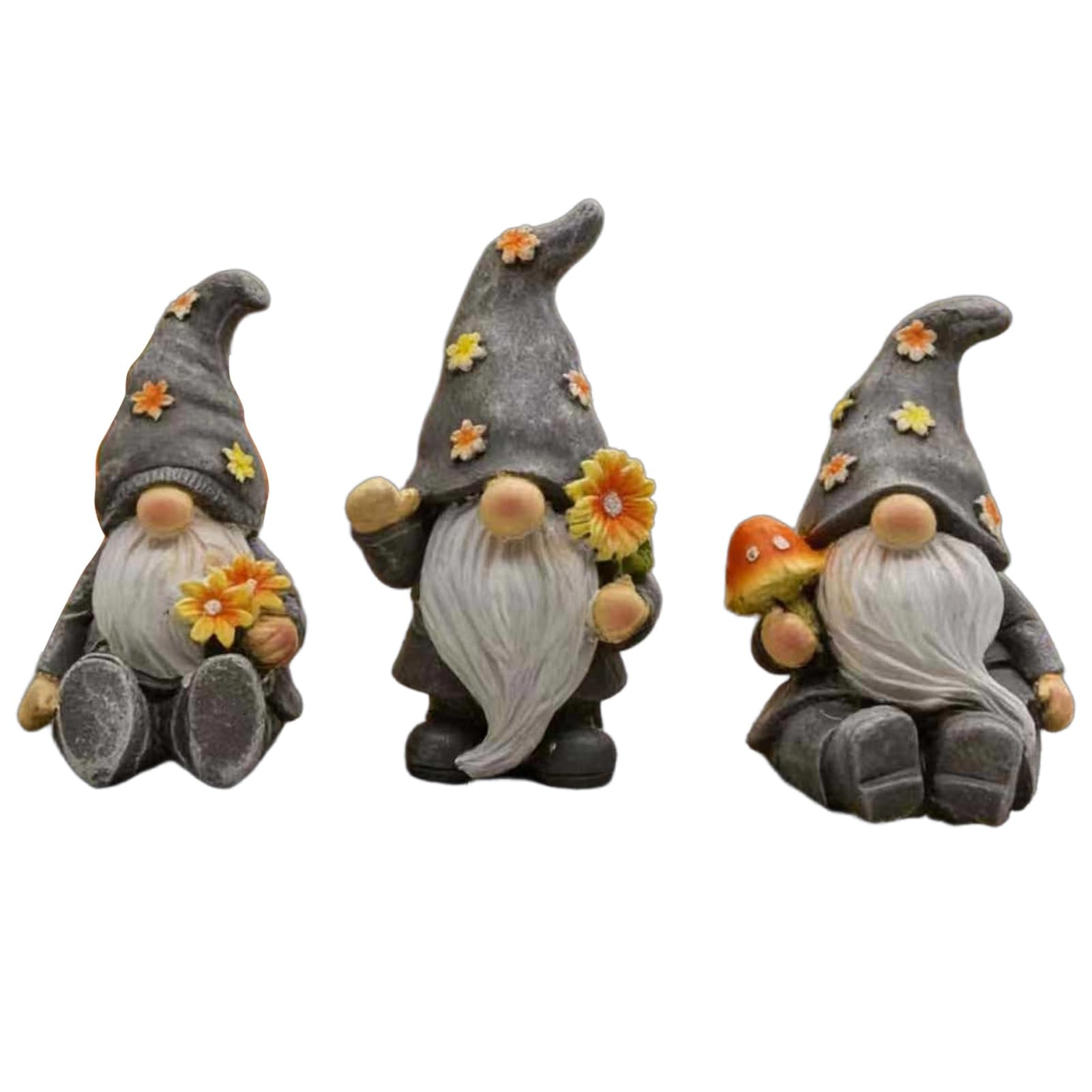 sugerou 3Pcs Garden Gnome Figurines, Vintage Mushroom Elf Statues