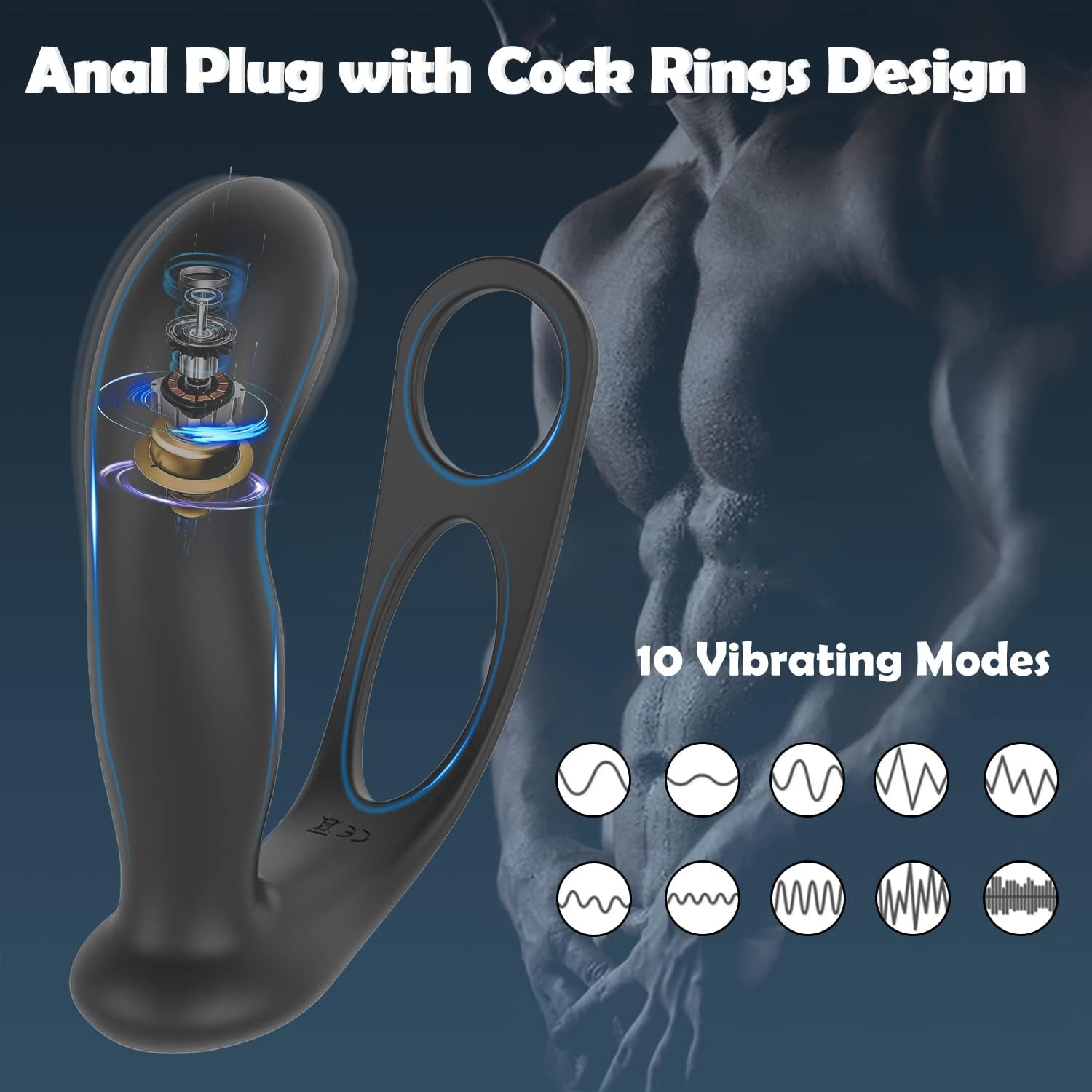 Vibrating Prostate Massager with Cock Rings, Remote Control Anal Butt Plug 10 Speed Anal Vibrator, Waterproof G-Spot Sex Toys for Men, Women and Couples