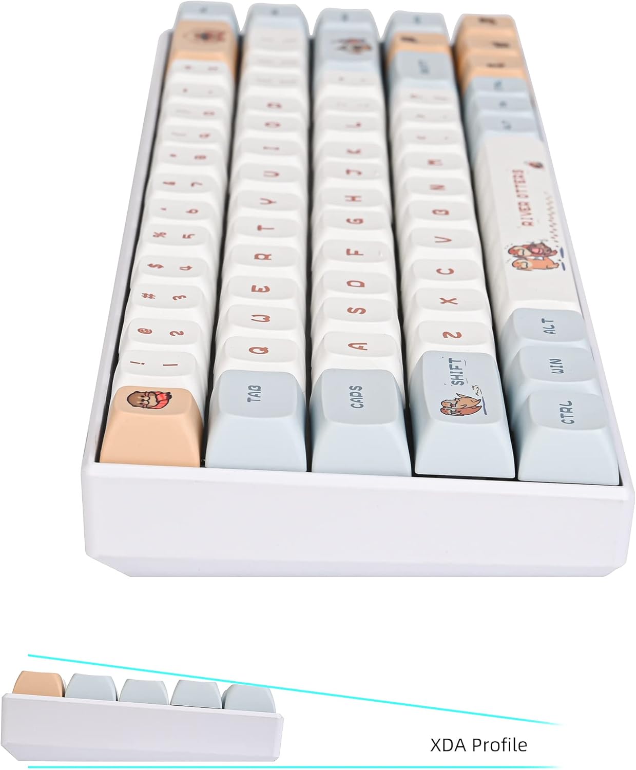 PBT Dye Sub Keycaps, 127 Key XDA Profile Key caps, Custom Keyboard Keycap 75 Percent, Cute Key Cap Set for Cherry MX Swithes Mechanical Keyboard (Otter)