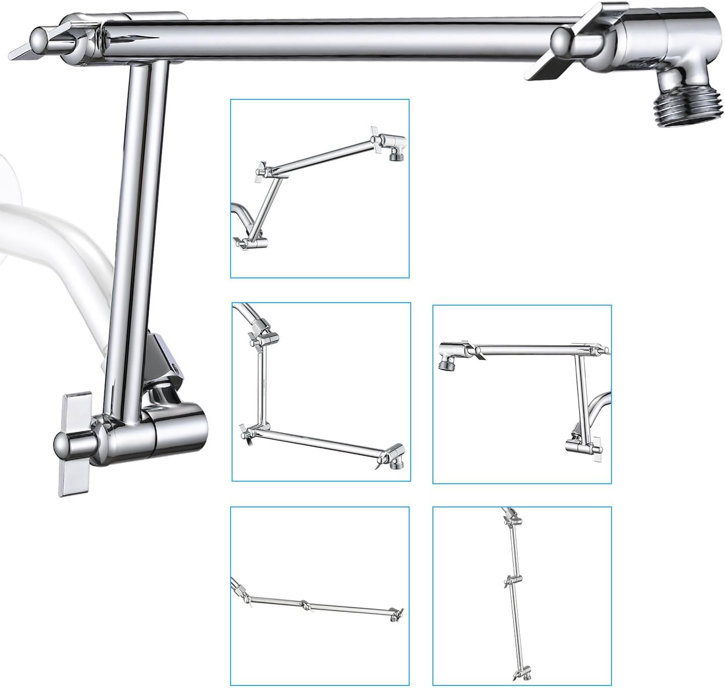 PDPBath Brass 16 Inch Shower Head Extension Arm, Upgrade Flexible
