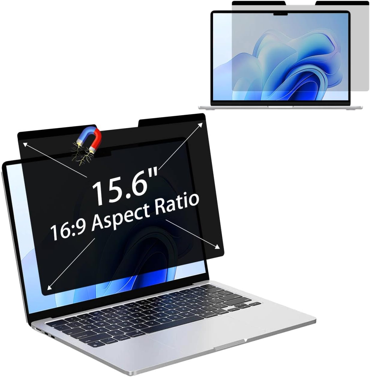 MUBUY-GOL Magnetic Privacy Screen Protector for 15.6 Inch 16:9 Aspect Ratio Screen Anti-Spy, Anti-Glare, Anti-Blue Light Protection, Enhanced Screen Clarity & Scratch Guard