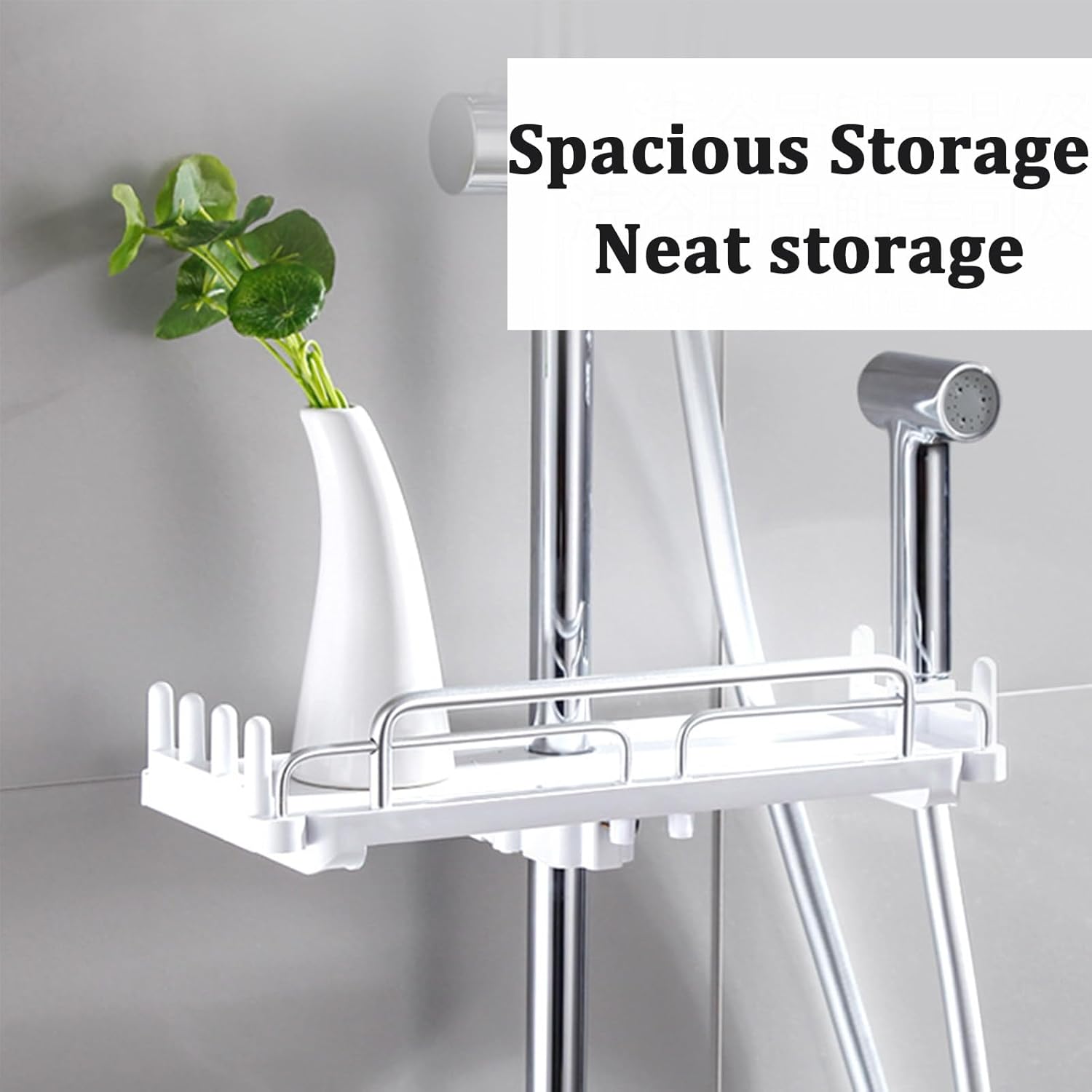 Bathroom Shelves No Need to Punch Holes Bathroom Shelf Adjustable Length ABS Material Floating Shelves Drain Quickly