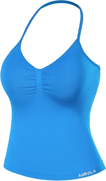 AUROLA Influence Longline Strappy Workout Halter Tops for Women,Removable Cups Padded Bras Impact Gym Yoga Sleeveless Top