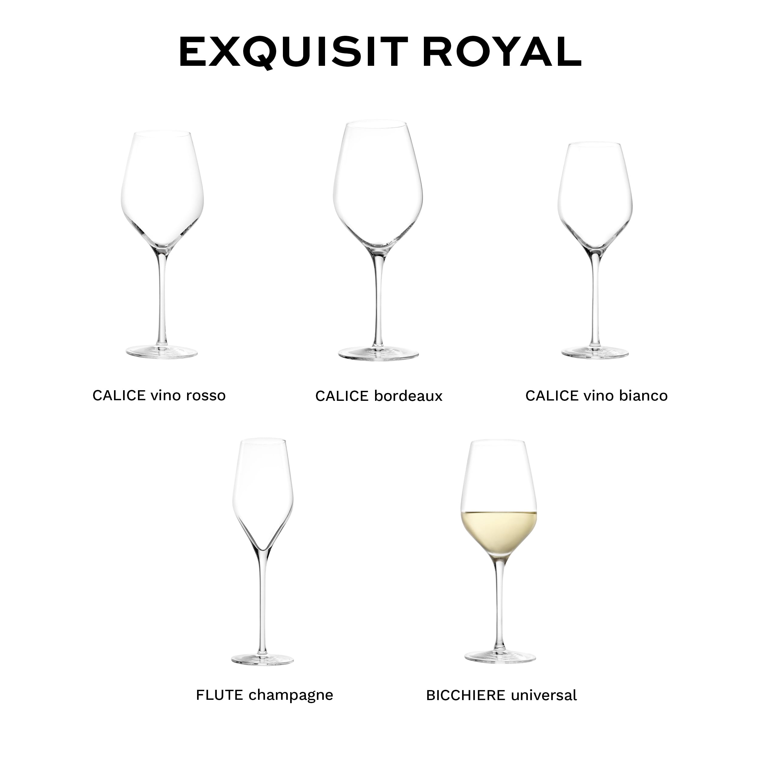 Stölzle Lausitz Calici Universali Exquisit Royal Set di 6, 420 ml – Eleganti Calici in Cristallo per Vini Bianchi, Rosati e Rossi Leggeri – Lavabili in Lavastoviglie, Made in Germany