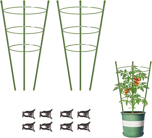 Jaula de tomate con soporte para plantas de jardín, enrejado mejorado para plantas trepadoras, kits de enrejado para plantas (paquete de 2 - 18)