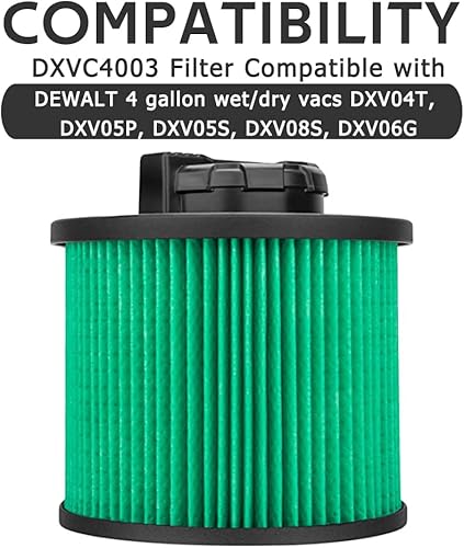 Miniatura 5 de Paquete de 2 filtros de repuesto DXVC4003 para limpiadores DEWALT de 4 galones DXV04T, DXV05P, DXV05S, DXV08S, DXV06G para aspiradoras húmedassecas,
