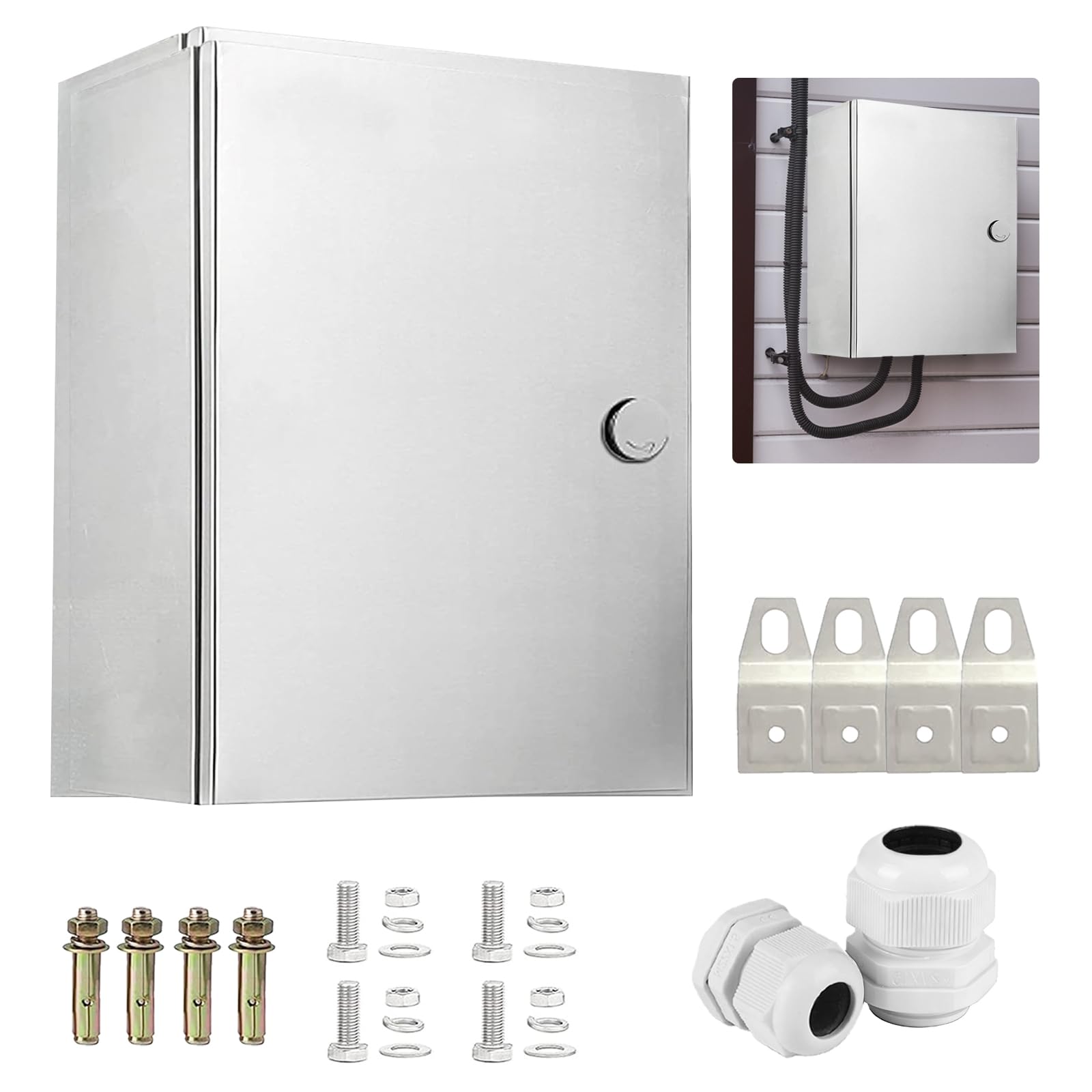 Caja Cuadro Electrico Metalicas Exterior, Caja Eléctrica de Acero Inoxidable Gabinete Eléctrico Caja de Distribución Montada en la pared con Cerradura caja de Conexiones Metálica (40x30x16)