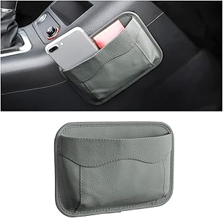 CGEAMDY Car Seat Side Organiser, Mini Leather Organiser, Side Storage Bag for Car Seats, Suitable for Organizing Documents etc (Grey)