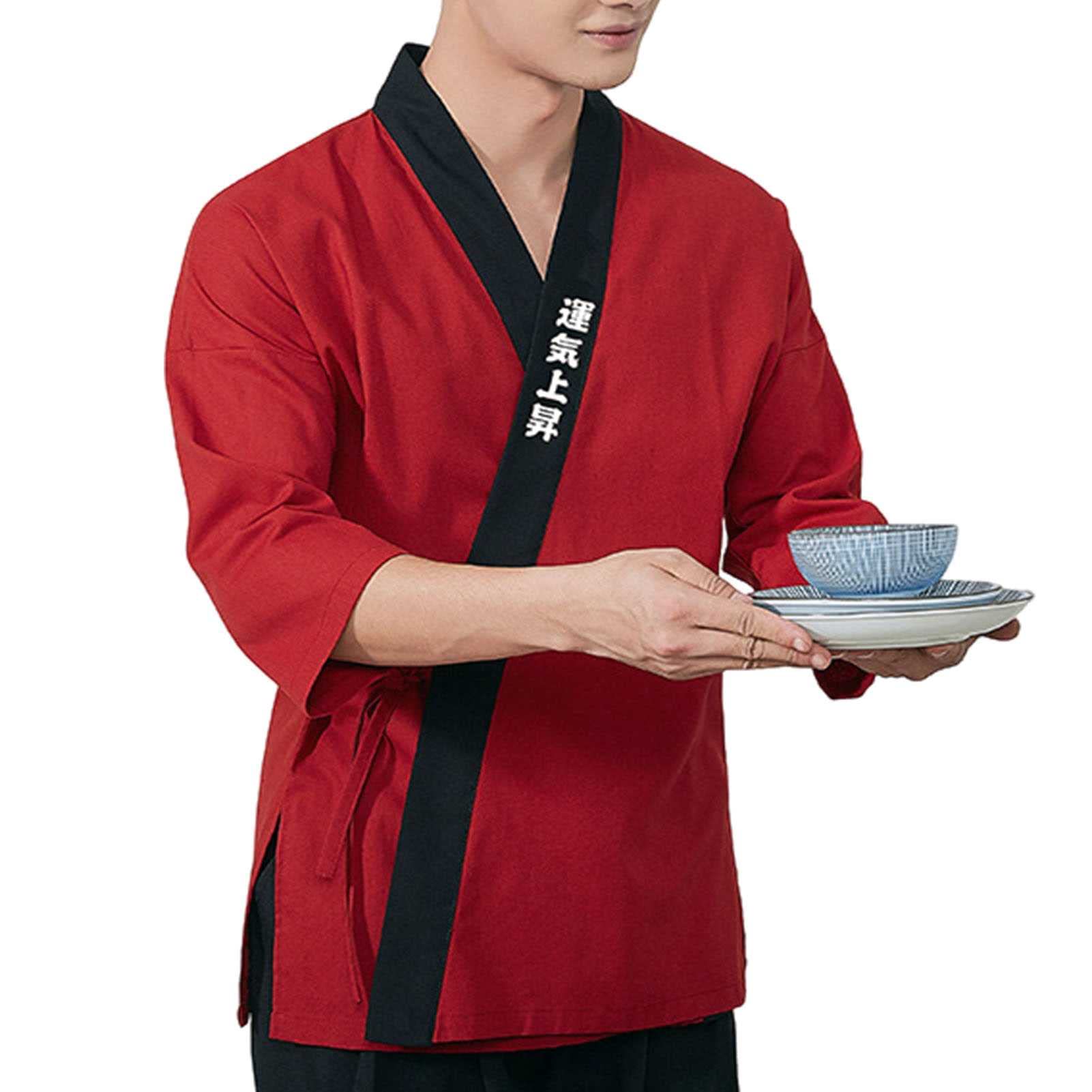 Uomo Donna Giacche da Chef Stile Giapponese Uniforme Professionale Manica a 3/4, Traspirante