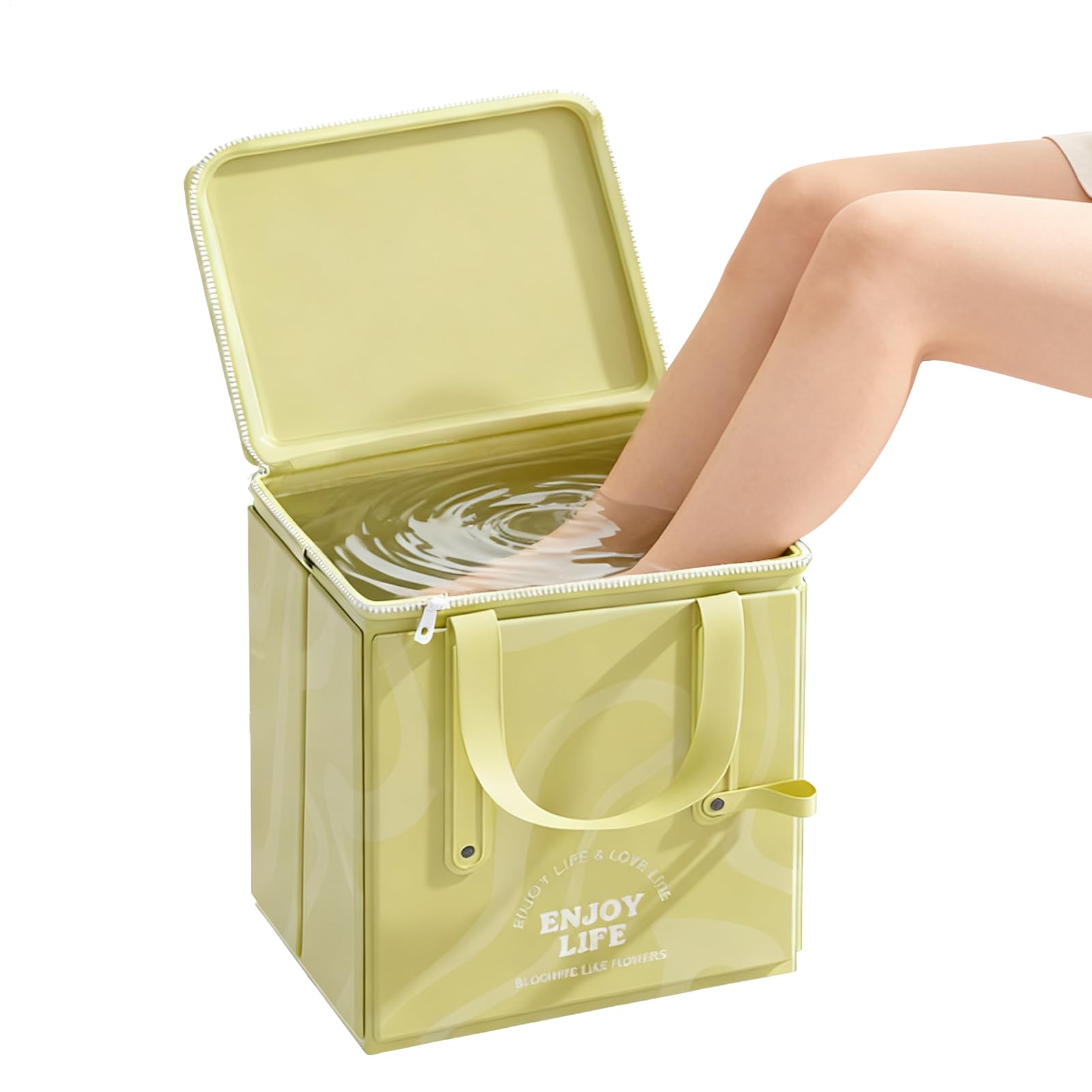 Cubo plegable portátil anti derrames con cremallera para baño y coche