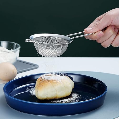 Miniatura 6 de Kyraton Juego de 6 coladores de malla fina, tamiz de harina para hornear, clandro de acero inoxidable, colador de té matcha, separador de salsa,