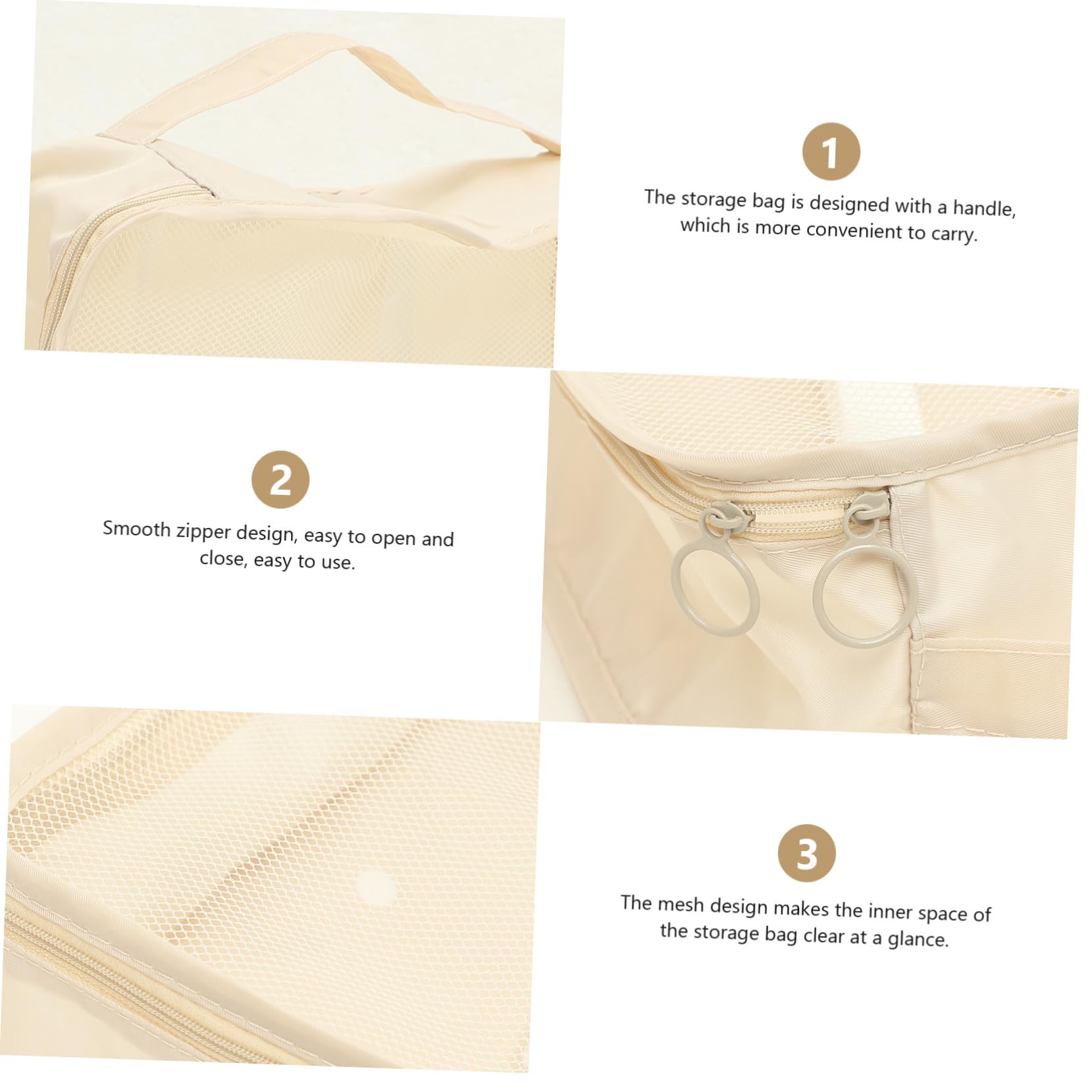 Organisateur de Valise de Voyage 1 Set Polyester Beige | Fermeture à Cordon, Lot de 9 Set de Set de Pièces, Pliable pour Camping et Randonnée, Protège les Objets Précieux